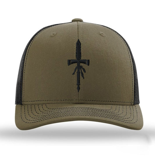 PEN TOMAHAWK TRUCKER HAT - OD GREEN