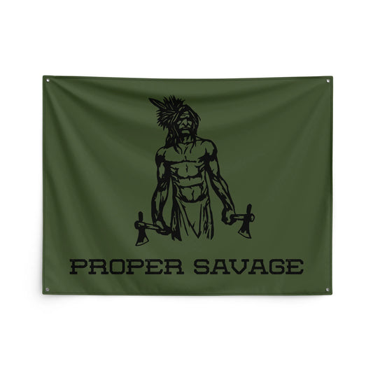 Proper Savage Warrior Garage Banner